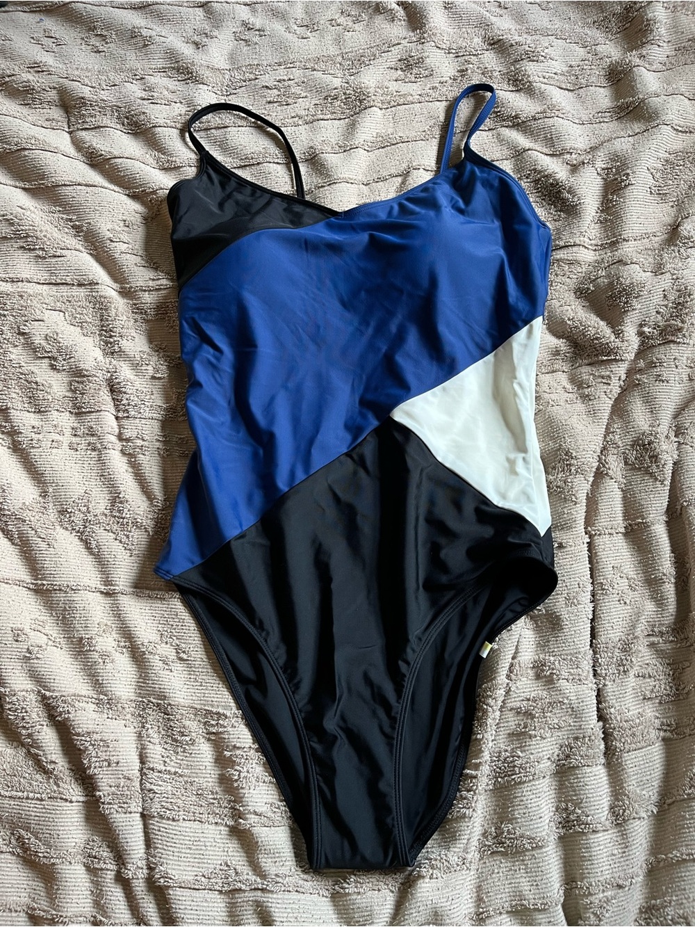 NEW summersalt Blue Black White Diagonal Colorblock One-Piece